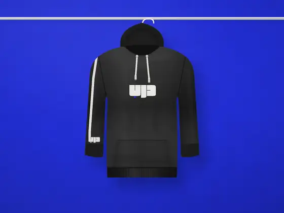 An ink hoodie with the path running up the sleeve