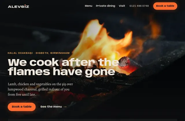 The first page designed for a grill restaurant: its home page.